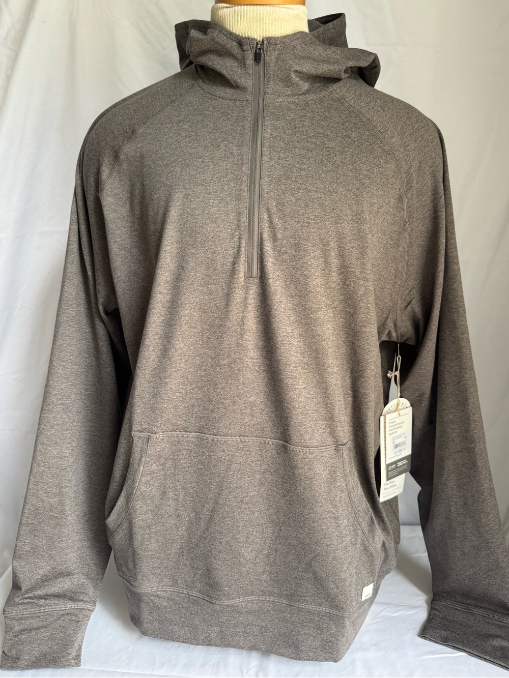 Vuori NWT Ponto Performance 1/2 Zip Hoodie Warm Grey Heather XL
